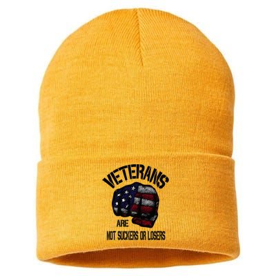 Veterans Are Not Suckers Or Losers Anti Trump Vets Heroes Sustainable Knit Beanie