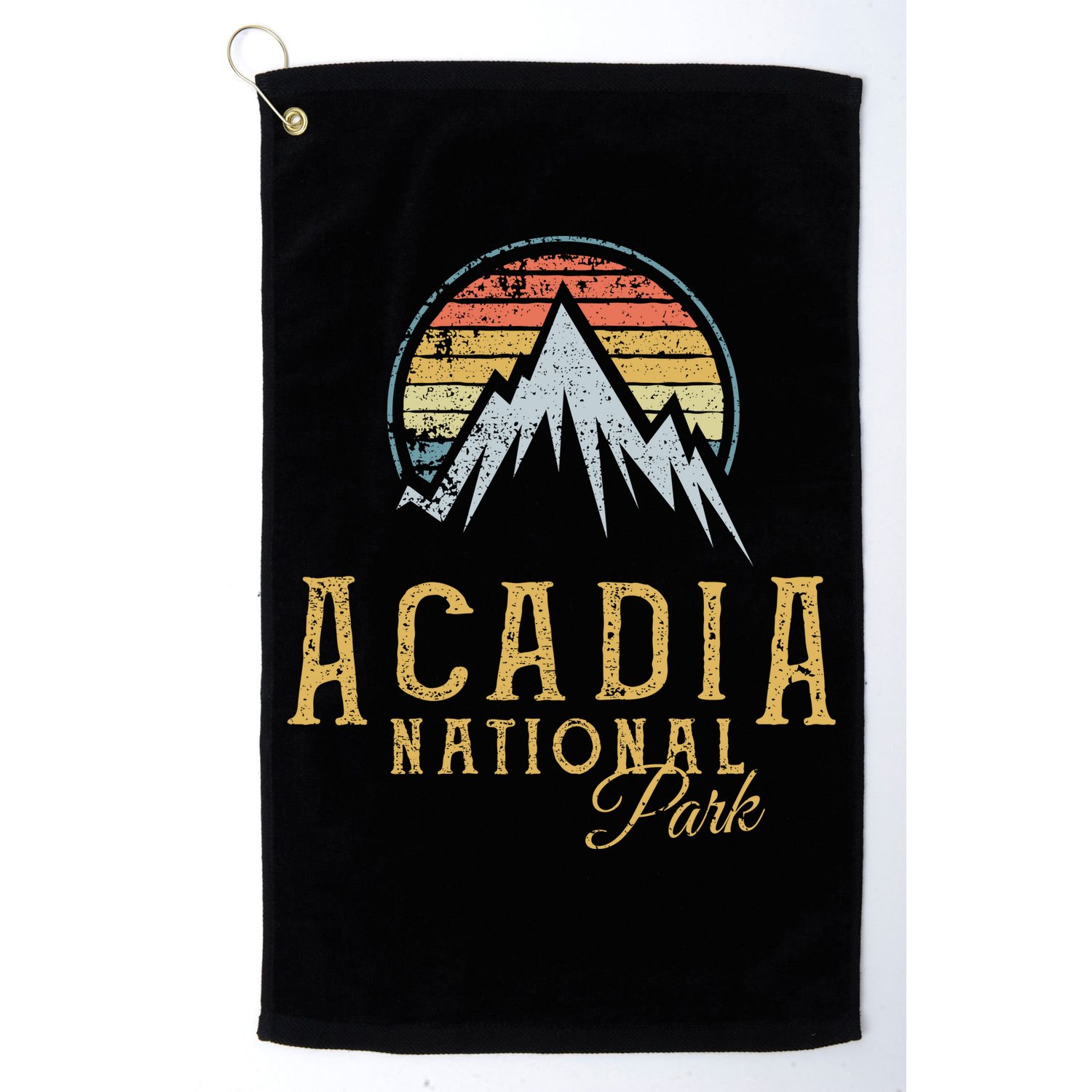 Vintage Acadia National Park Mountains Summit Meaningful Gift Golf Towel
