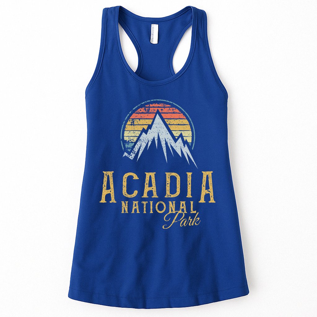 Vintage Acadia National Park Mountains Summit Meaningful Gift Womens Tank Top