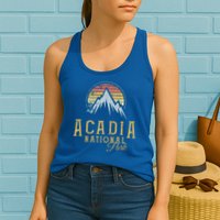 Vintage Acadia National Park Mountains Summit Meaningful Gift Womens Tank Top