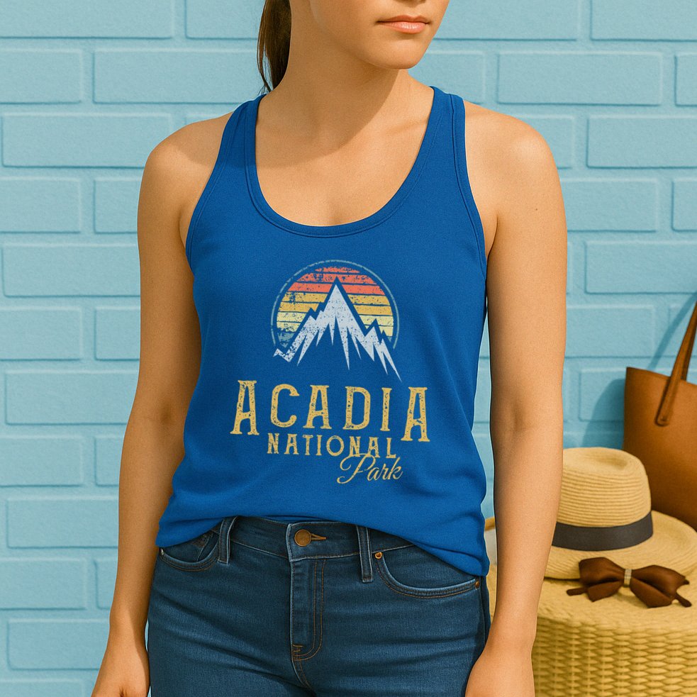 Vintage Acadia National Park Mountains Summit Meaningful Gift Womens Tank Top