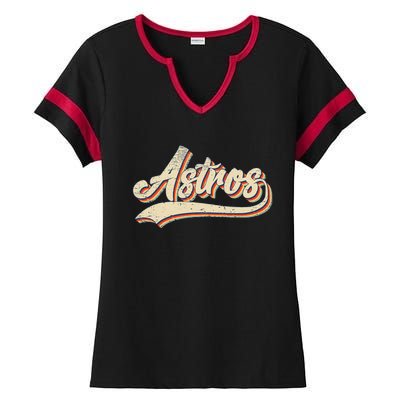 Vintage Astros Name Throwback Retro Apparel Gift Ladies Halftime Notch Neck Tee