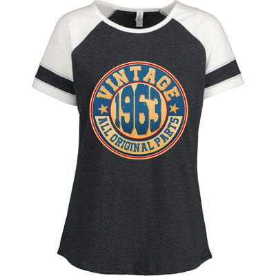 Vintage All Original Parts Emblem Shield 1963 60th Birthday Enza Ladies Jersey Colorblock Tee