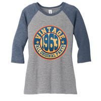 Vintage All Original Parts Emblem Shield 1963 60th Birthday Women's Tri-Blend 3/4-Sleeve Raglan Shirt