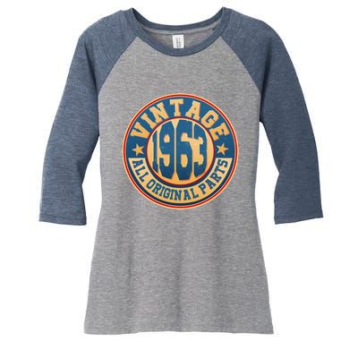 Vintage All Original Parts Emblem Shield 1963 60th Birthday Women's Tri-Blend 3/4-Sleeve Raglan Shirt