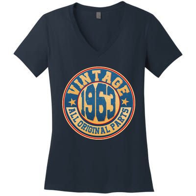 Vintage All Original Parts Emblem Shield 1963 60th Birthday Women's V-Neck T-Shirt