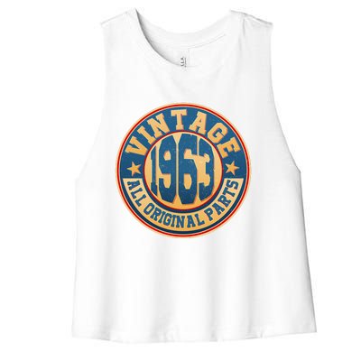 Vintage All Original Parts Emblem Shield 1963 60th Birthday Women's Racerback Cropped Tank