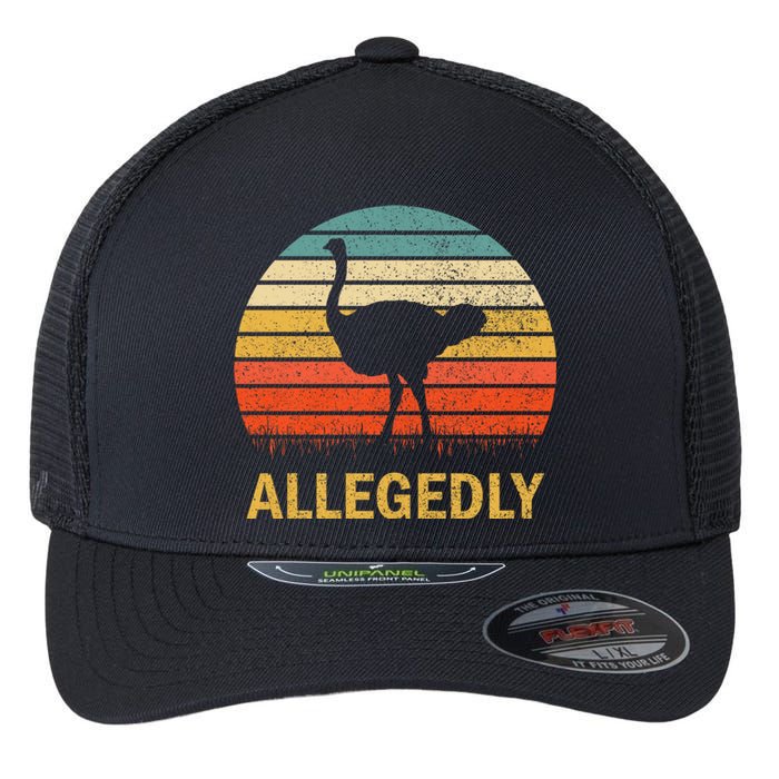 Vintage Allegedly Ostrich Retro Ostrich Lover Gift Flexfit Unipanel Trucker Cap