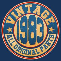 Vintage All Original Parts Emblem Shield 1983 40th Birthday 7-Panel Snapback Hat