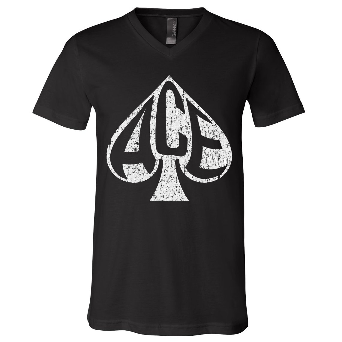 Vintage Ace Of Spades Texas Hold'em Playing Card V-Neck T-Shirt