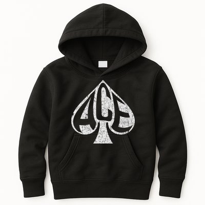 Vintage Ace Of Spades Texas Hold'em Playing Card Kids Hoodie