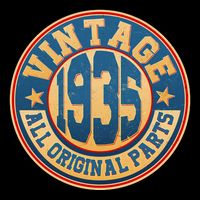 Vintage All Original Parts Emblem Shield 1935 90th Birthday Bucket Hat