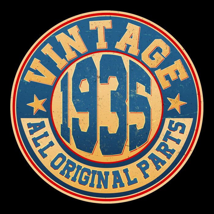 Vintage All Original Parts Emblem Shield 1935 90th Birthday Bucket Hat