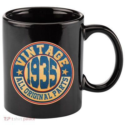 Vintage All Original Parts Emblem Shield 1935 90th Birthday 11oz C Handle Ceramic Mug