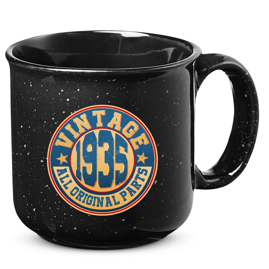 Vintage All Original Parts Emblem Shield 1935 90th Birthday 15oz Campfire Ceramic Mug