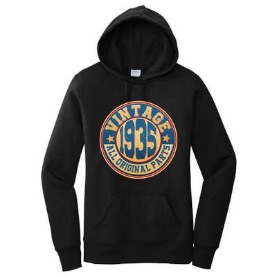 Vintage All Original Parts Emblem Shield 1935 90th Birthday Women's Pullover Hoodie