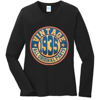 Vintage All Original Parts Emblem Shield 1935 90th Birthday Ladies Long Sleeve Shirt