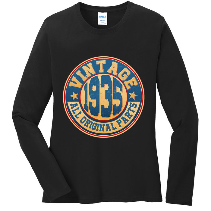 Vintage All Original Parts Emblem Shield 1935 90th Birthday Ladies Long Sleeve Shirt