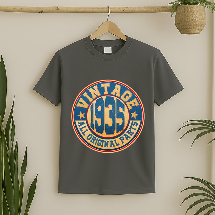 Vintage All Original Parts Emblem Shield 1935 90th Birthday T-Shirt