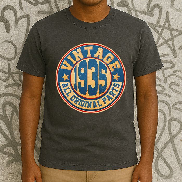 Vintage All Original Parts Emblem Shield 1935 90th Birthday T-Shirt