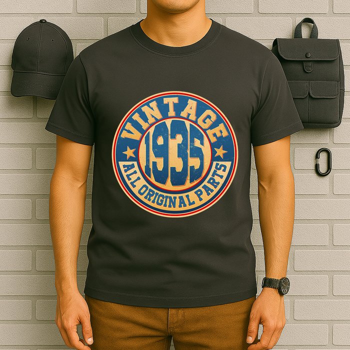Vintage All Original Parts Emblem Shield 1935 90th Birthday T-Shirt