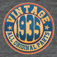 Vintage All Original Parts Emblem Shield 1935 90th Birthday T-Shirt