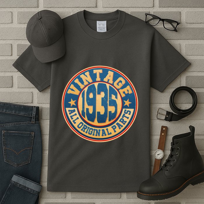Vintage All Original Parts Emblem Shield 1935 90th Birthday Tall T-Shirt