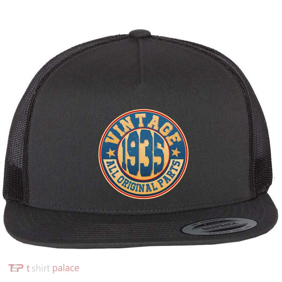 Vintage All Original Parts Emblem Shield 1935 90th Birthday Flatbill Hat