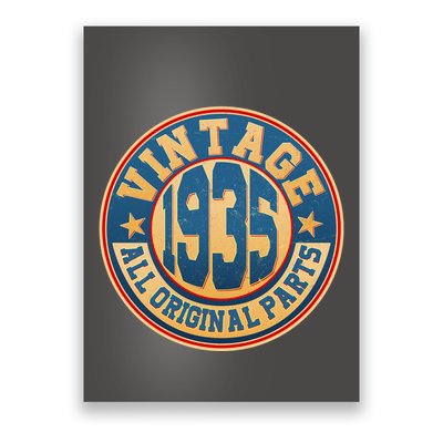 Vintage All Original Parts Emblem Shield 1935 90th Birthday Poster
