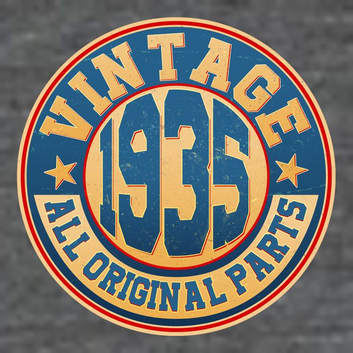 Vintage All Original Parts Emblem Shield 1935 90th Birthday Baby Bodysuit