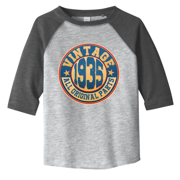 Vintage All Original Parts Emblem Shield 1935 90th Birthday Toddler Fine Jersey T-Shirt