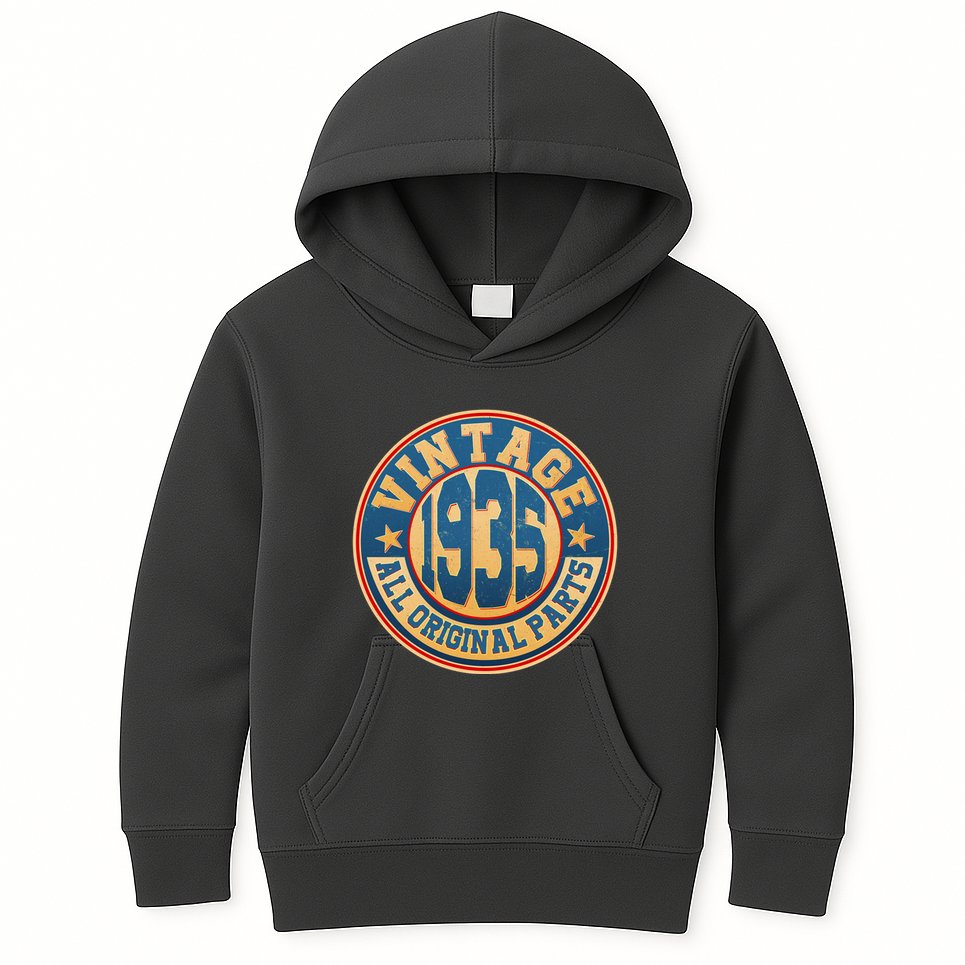 Vintage All Original Parts Emblem Shield 1935 90th Birthday Kids Hoodie