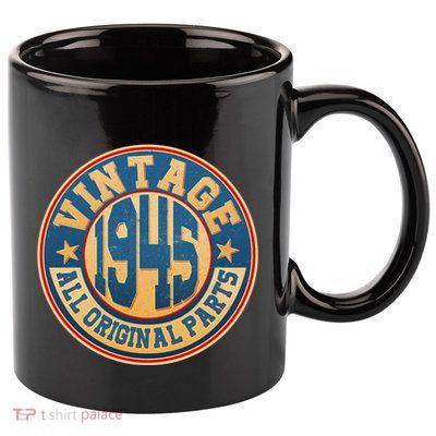 Vintage All Original Parts Emblem Shield 1945 80th Birthday 11oz C Handle Ceramic Mug
