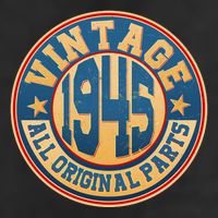 Vintage All Original Parts Emblem Shield 1945 80th Birthday Beanie