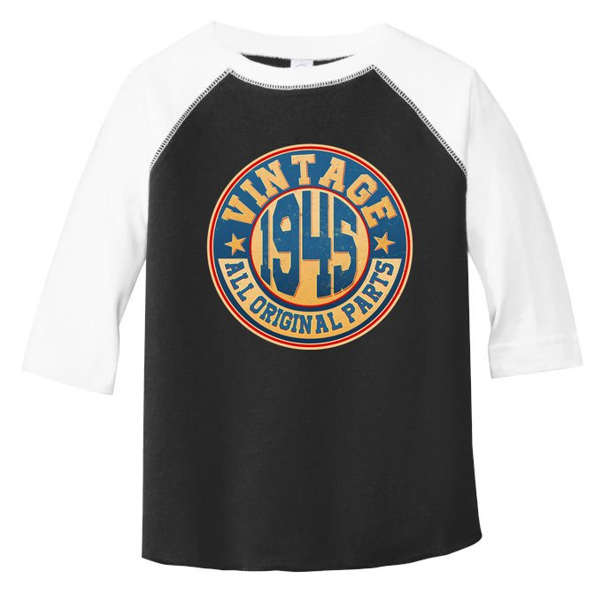 Vintage All Original Parts Emblem Shield 1945 80th Birthday Toddler Fine Jersey T-Shirt