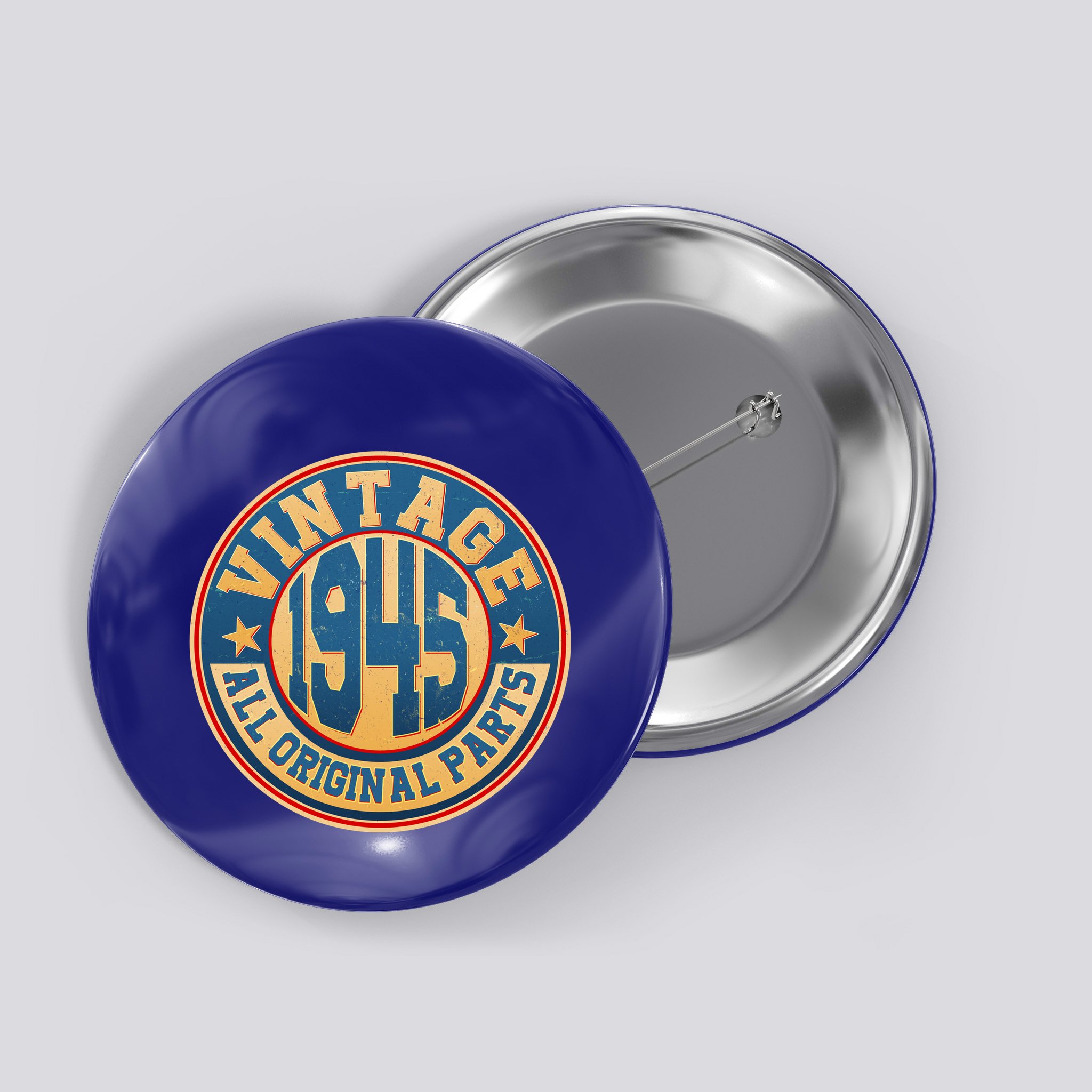Vintage All Original Parts Emblem Shield 1945 80th Birthday Button