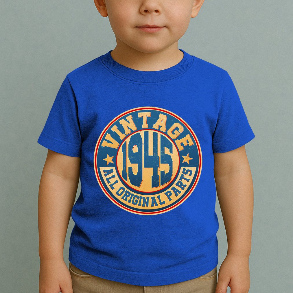 Vintage All Original Parts Emblem Shield 1945 80th Birthday Toddler T-Shirt