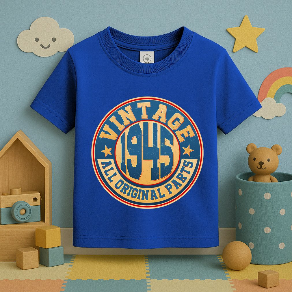 Vintage All Original Parts Emblem Shield 1945 80th Birthday Toddler T-Shirt