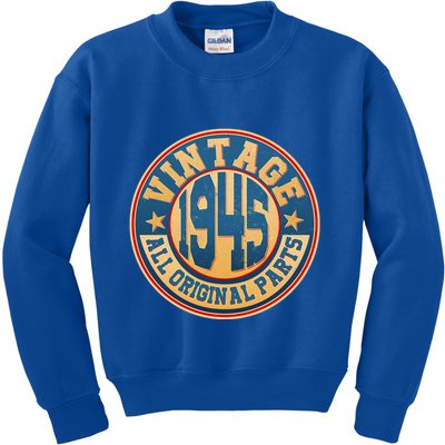 Vintage All Original Parts Emblem Shield 1945 80th Birthday Kids Sweatshirt