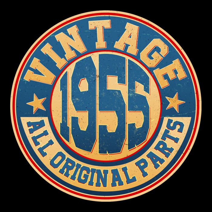 Vintage All Original Parts Emblem Shield 1955 70th Birthday Doggie Tank