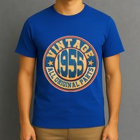 Vintage All Original Parts Emblem Shield 1955 70th Birthday T-Shirt
