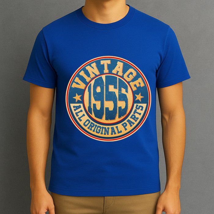 Vintage All Original Parts Emblem Shield 1955 70th Birthday T-Shirt