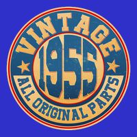 Vintage All Original Parts Emblem Shield 1955 70th Birthday Button