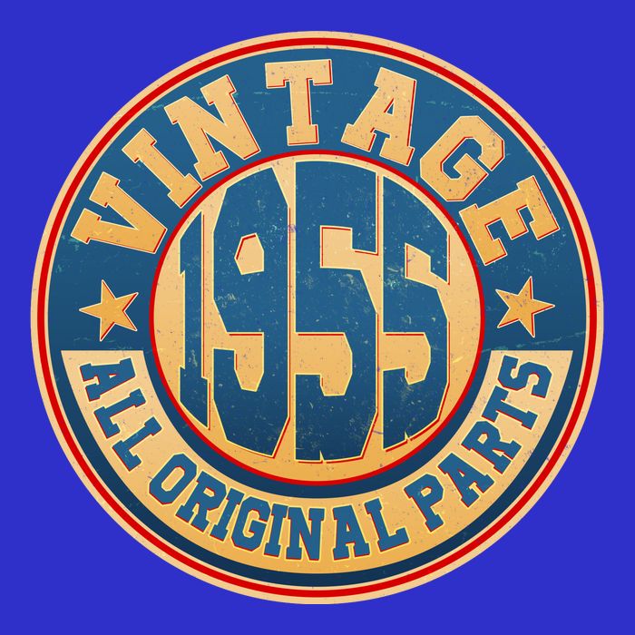 Vintage All Original Parts Emblem Shield 1955 70th Birthday Button