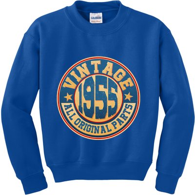 Vintage All Original Parts Emblem Shield 1955 70th Birthday Kids Sweatshirt