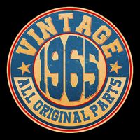 Vintage All Original Parts Emblem Shield 1965 60th Birthday Flatbill Hat
