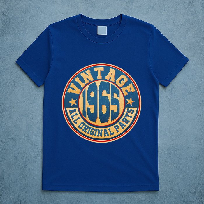 Vintage All Original Parts Emblem Shield 1965 60th Birthday T-Shirt