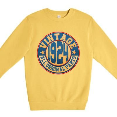 Vintage All Original Parts Emblem Shield 1924 100th Birthday Premium Crewneck Sweatshirt