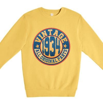 Vintage All Original Parts Emblem Shield 1934 90th Birthday Premium Crewneck Sweatshirt