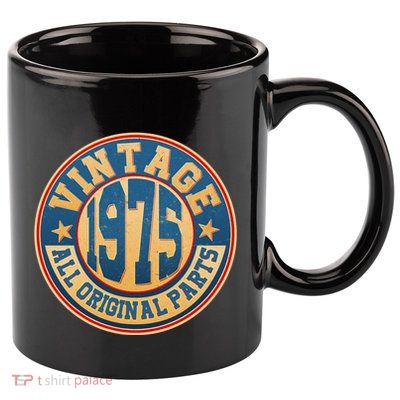 Vintage All Original Parts Emblem Shield 1975 50th Birthday 11oz C Handle Ceramic Mug
